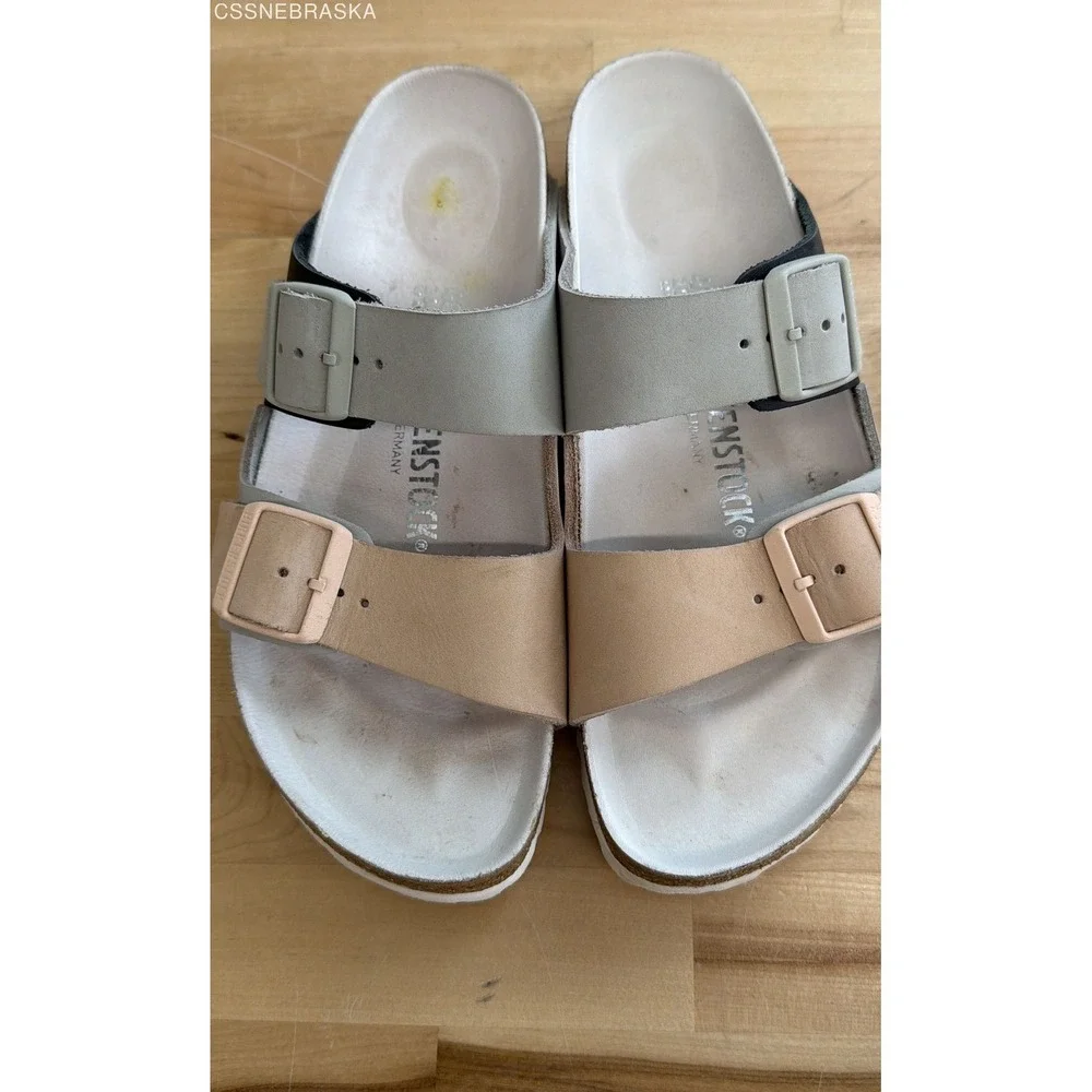 Birkenstock Arizona Split Colorblock Sandals Mineral Light Rose Nubuck Women 9